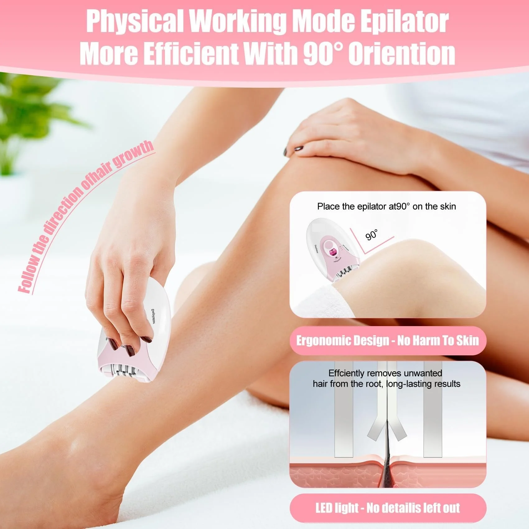 Keda Smooth Glide Epilator for Women - Facial & Body Hair Removal Device