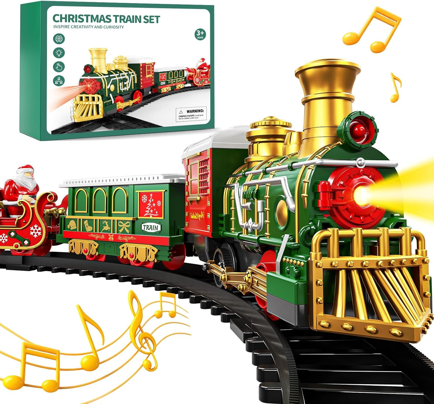 Christmas Electric Train Set for Kids Ages 3-8 with Lights & Sound