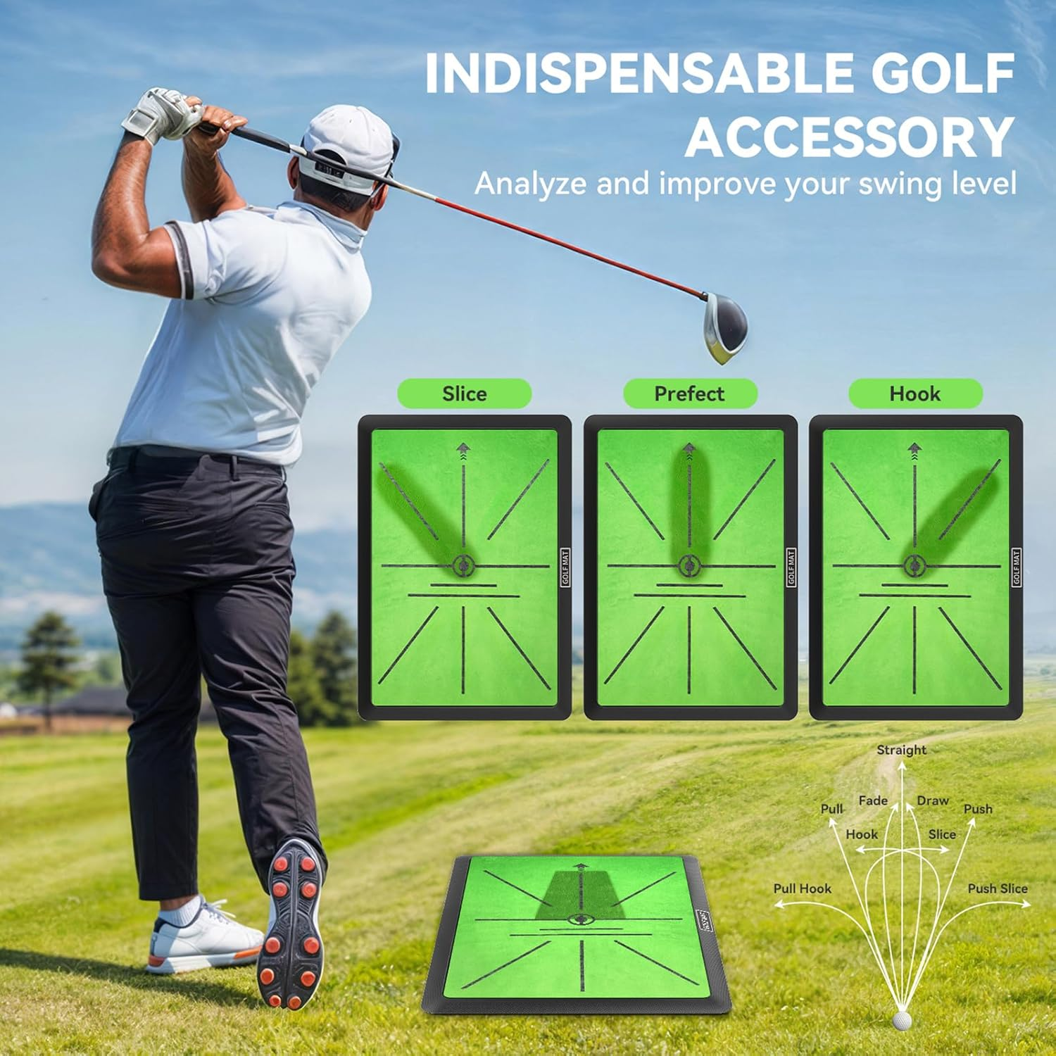 Golf Practice Mat - Indoor/Outdoor Hitting Mat with Rubber Backing