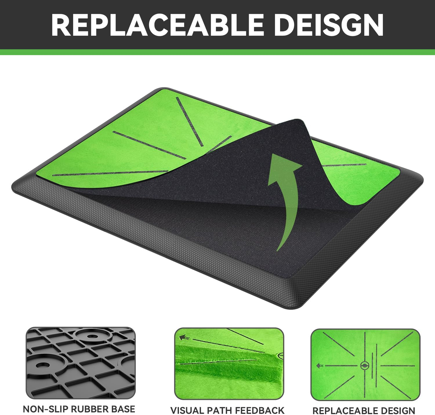 Golf Practice Mat - Indoor/Outdoor Hitting Mat with Rubber Backing