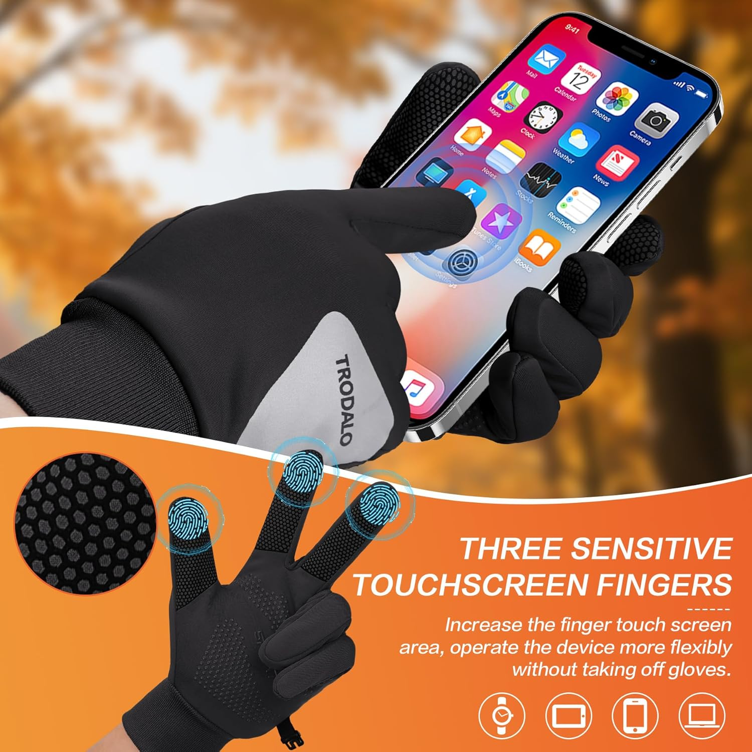 Lightweight Winter Sports Gloves - Reflective Touchscreen Gloves for Running & Cycling