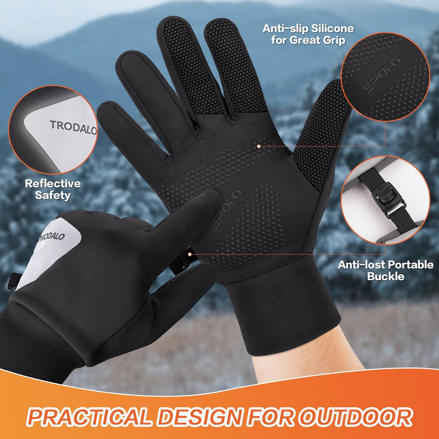 Lightweight Winter Sports Gloves - Reflective Touchscreen Gloves for Running & Cycling