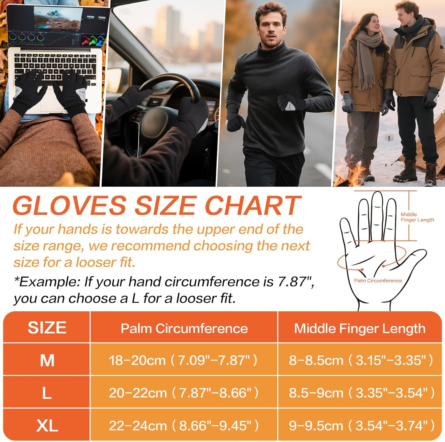 Lightweight Winter Sports Gloves - Reflective Touchscreen Gloves for Running & Cycling