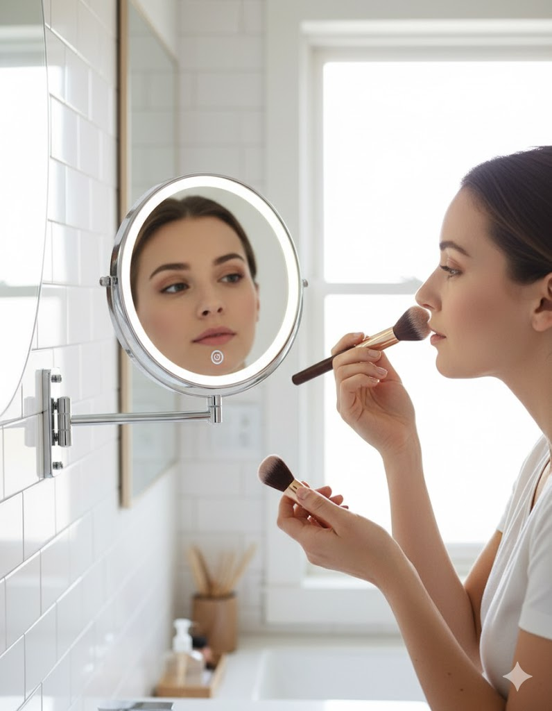 Wall-Mounted Bathroom Mirror - Modern Makeup & Vanity Mirror with Crystal Clear Reflection