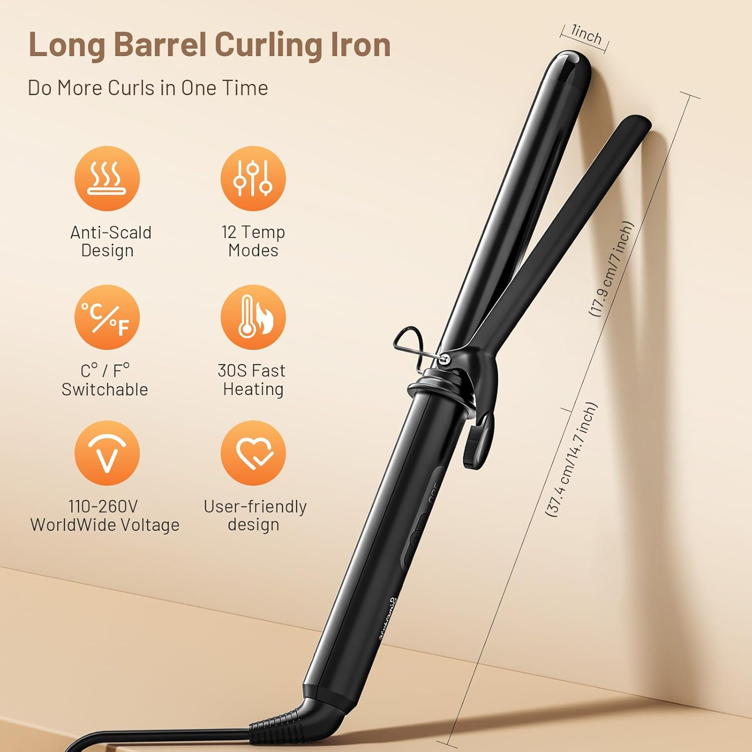Curling Iron Black All-in-One Styling Kit - Professional Hair Curler Set