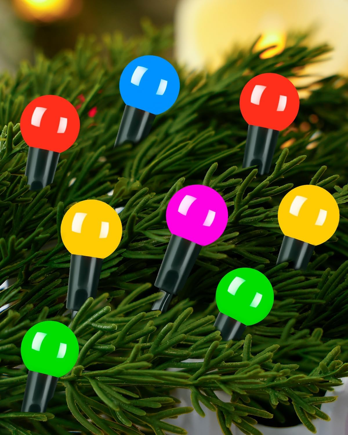 Christmas String Lights - 50 LED Battery Operated Globe Lights with Timer & 8 Modes