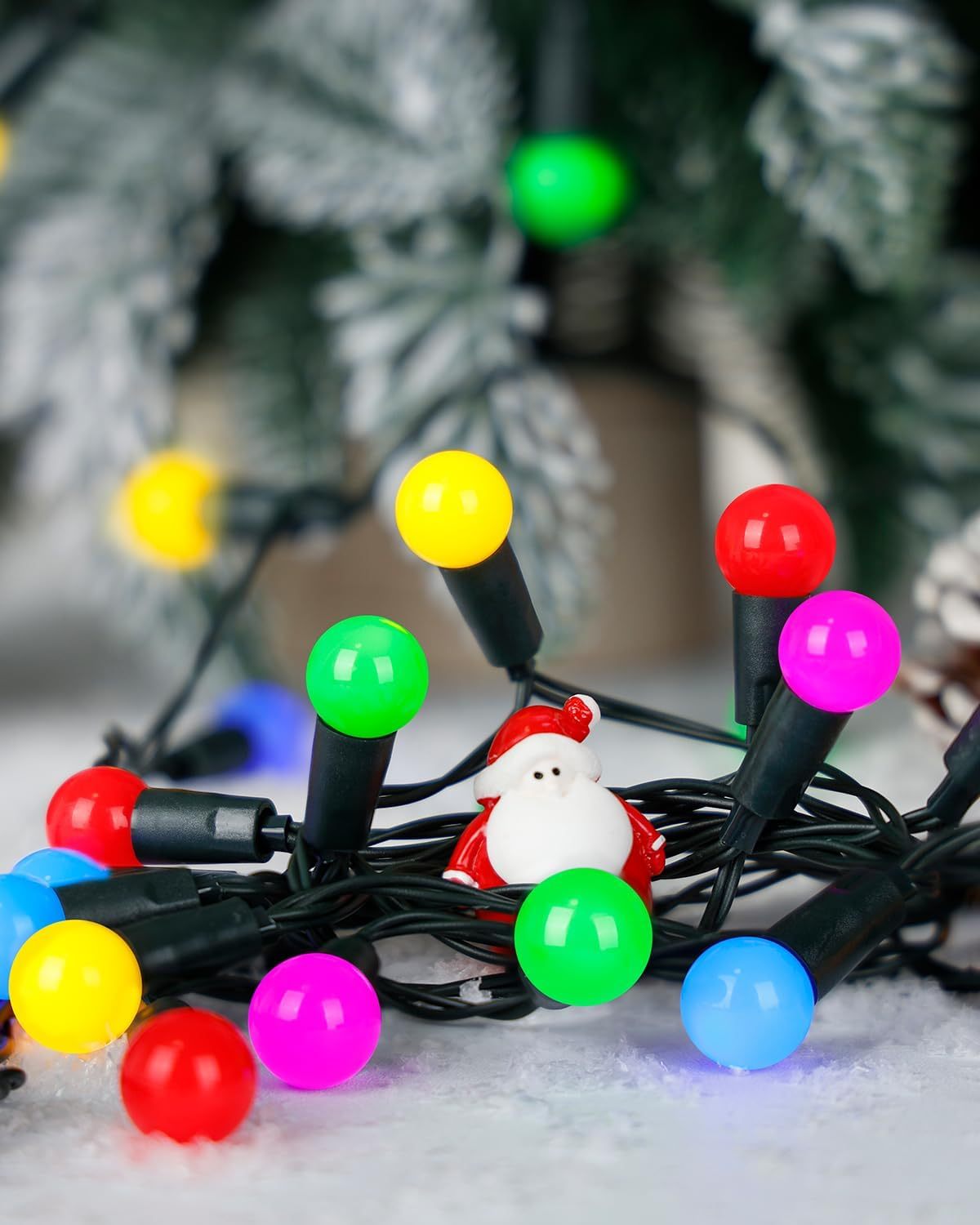 Christmas String Lights - 50 LED Battery Operated Globe Lights with Timer & 8 Modes