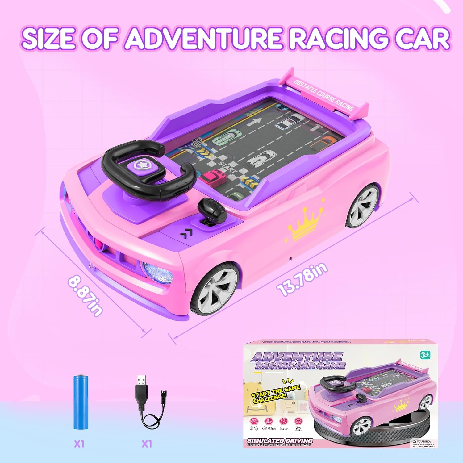 Musical Steering Wheel Racing Car Toy - Interactive Driving Game for Toddlers & Kids 3+