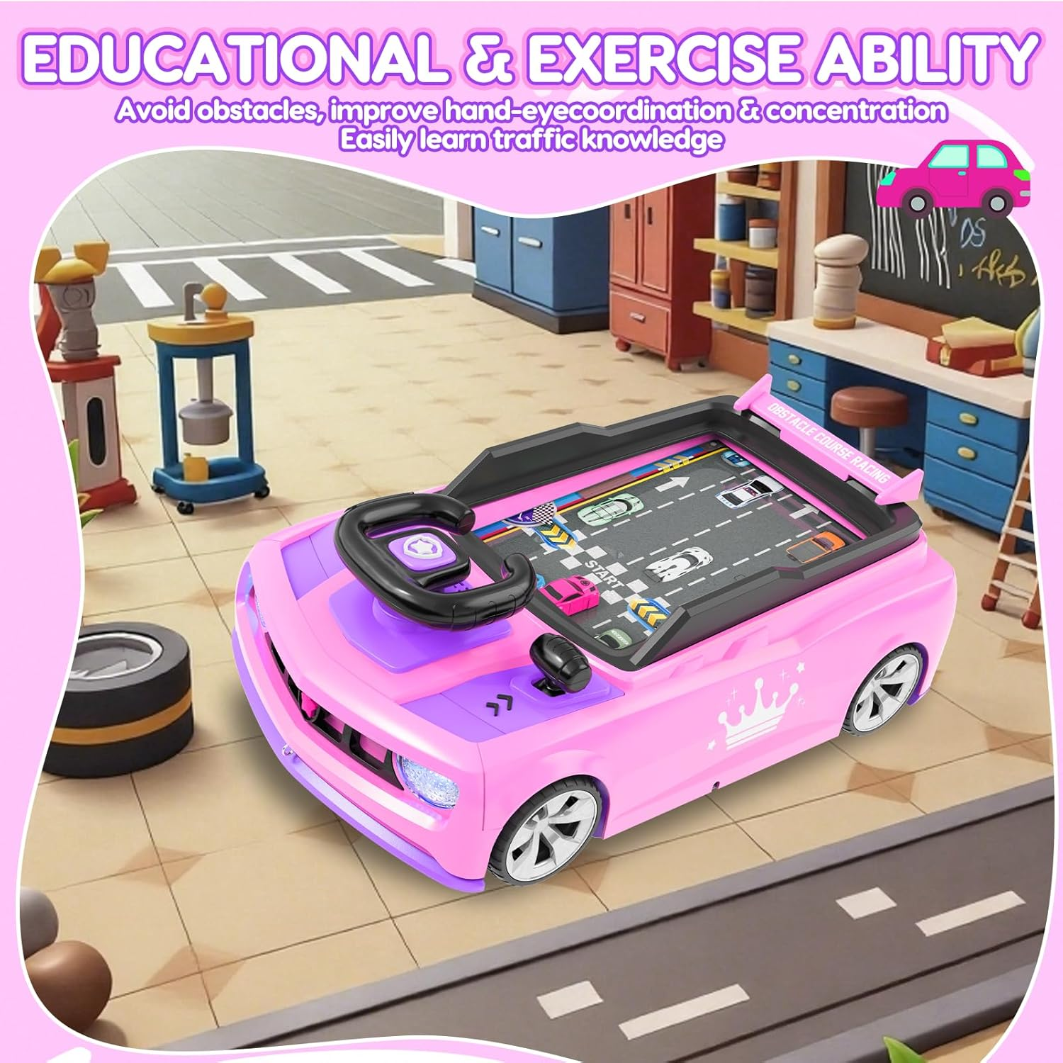 Musical Steering Wheel Racing Car Toy - Interactive Driving Game for Toddlers & Kids 3+