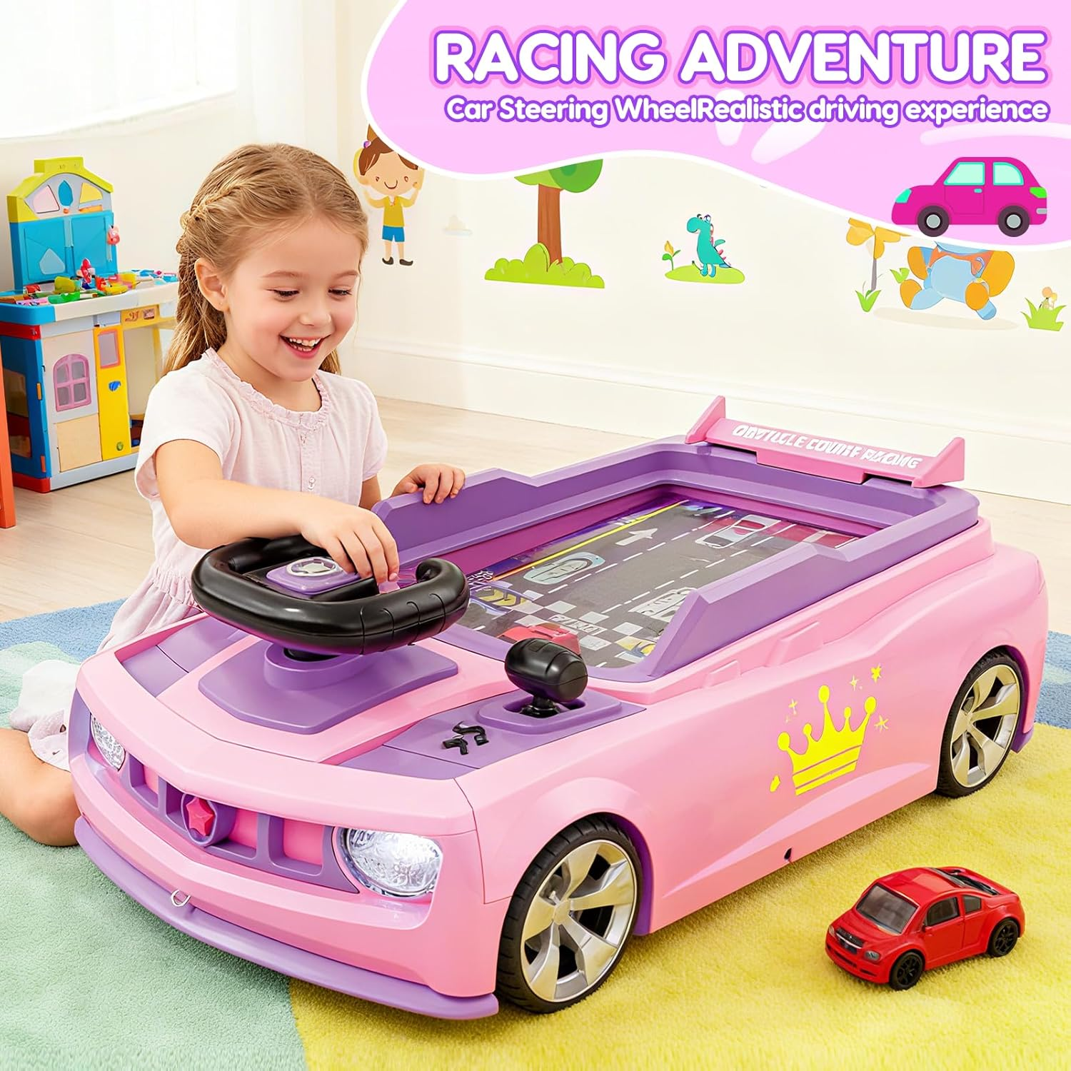 Musical Steering Wheel Racing Car Toy - Interactive Driving Game for Toddlers & Kids 3+