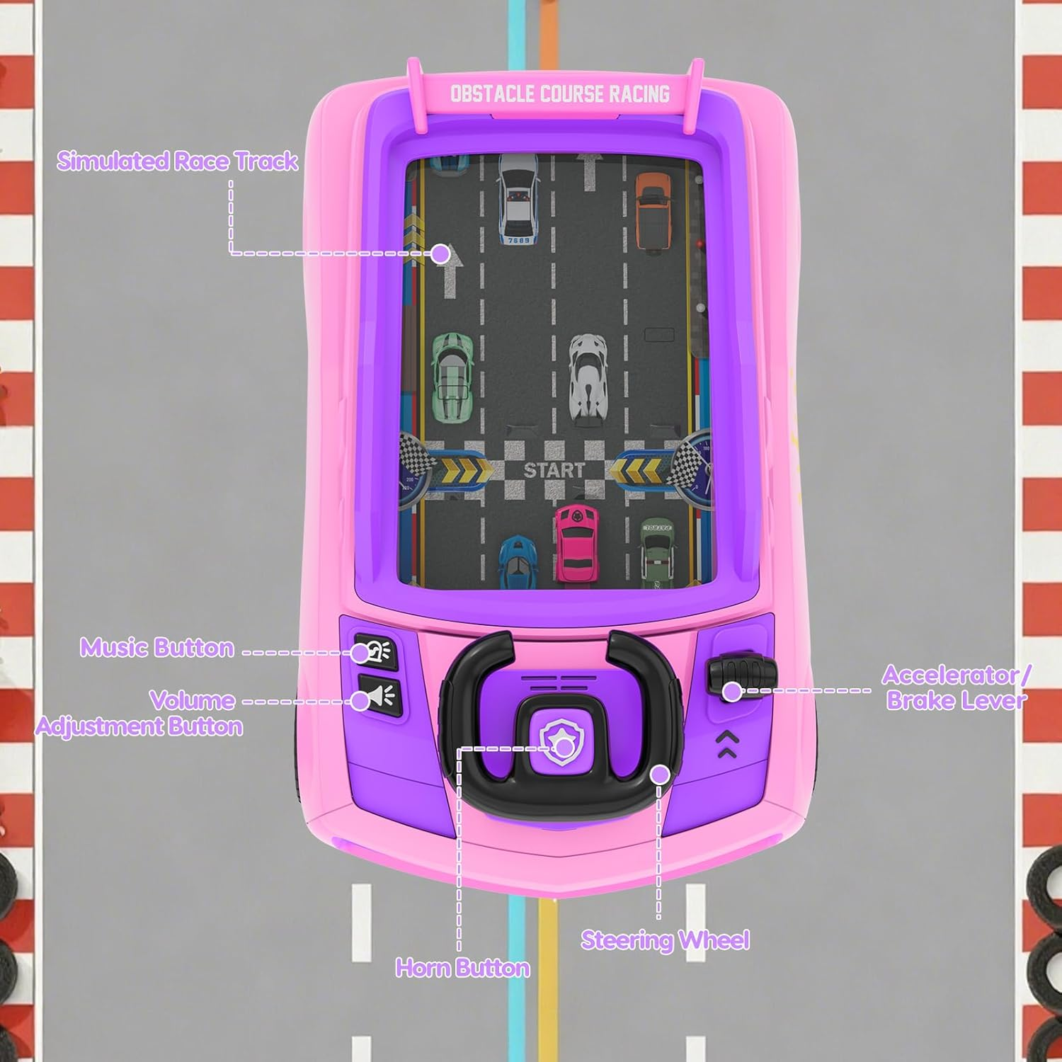 Musical Steering Wheel Racing Car Toy - Interactive Driving Game for Toddlers & Kids 3+