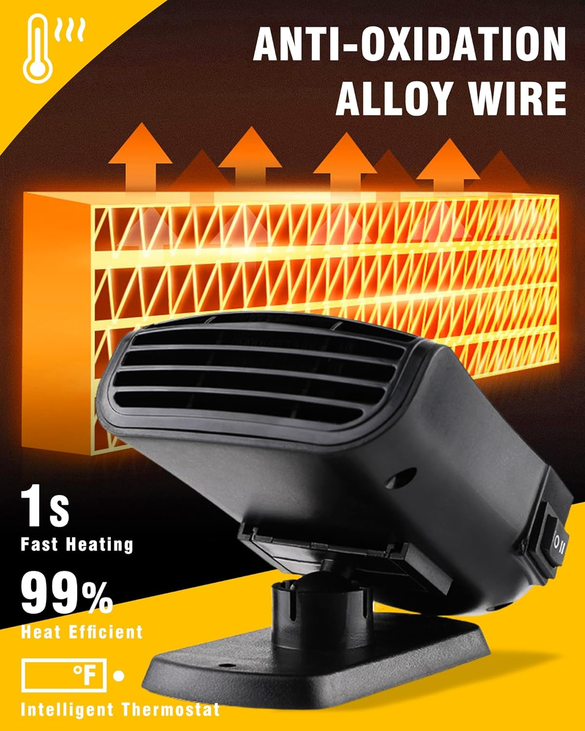 12V Portable Car Heater & Defroster - Fast Heating 2-in-1 Cigarette Lighter Plug-In