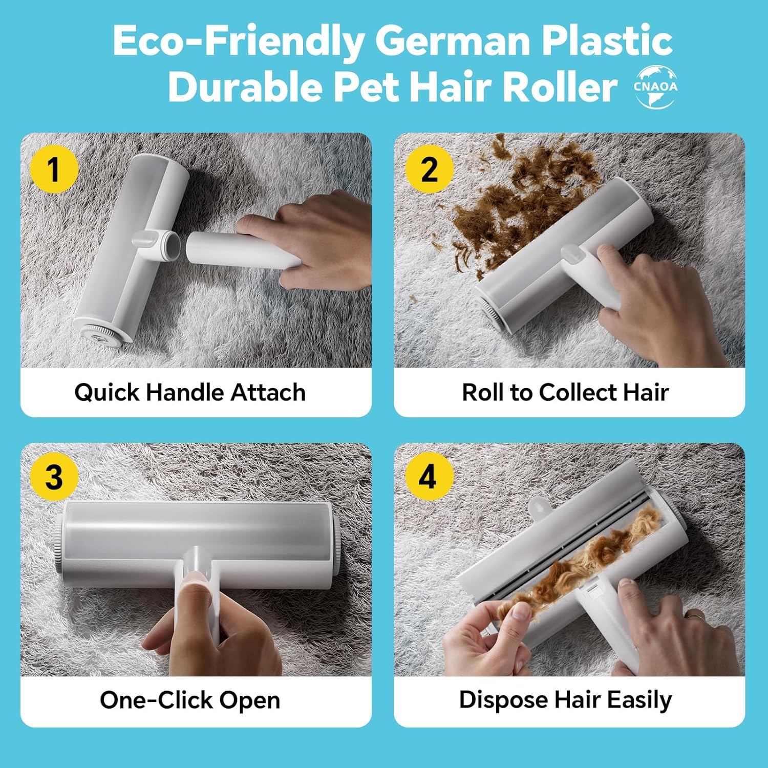 Upgraded Pet Hair Removal Set, Reusable Lint Roller & Electrostatic Grooming Glove