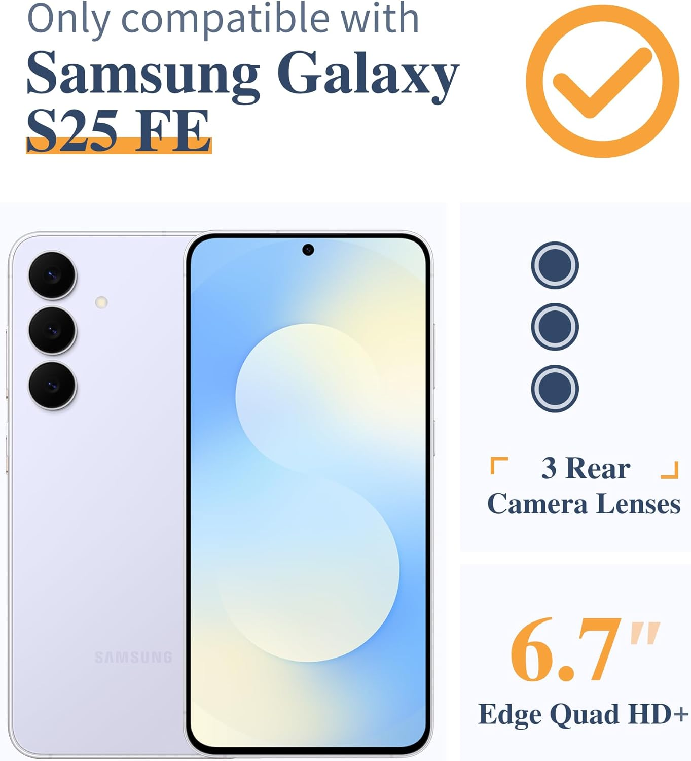 Samsung Galaxy S25 FE Case with Screen Protector - Military Grade Shockproof Clear Floral Design