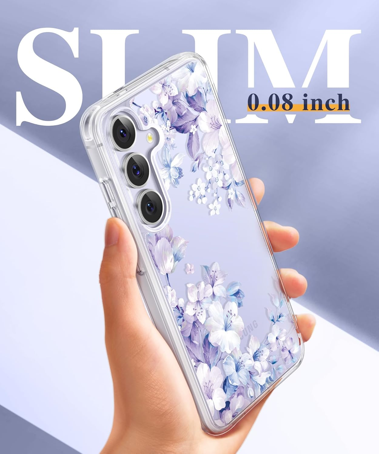 Samsung Galaxy S25 FE Case with Screen Protector - Military Grade Shockproof Clear Floral Design