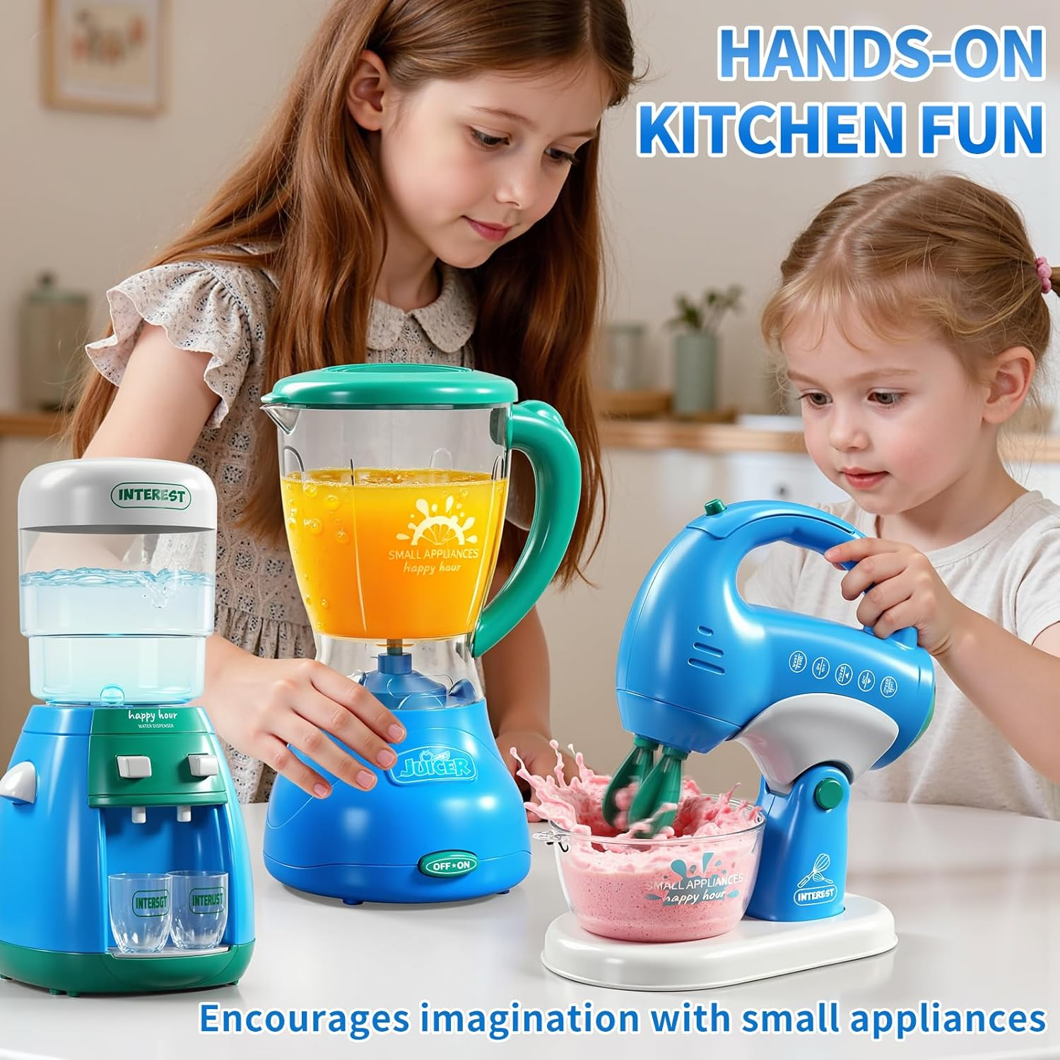 Kids Kitchen Playset - Toy Kitchen Accessories with Blender, Mixer & Sounds