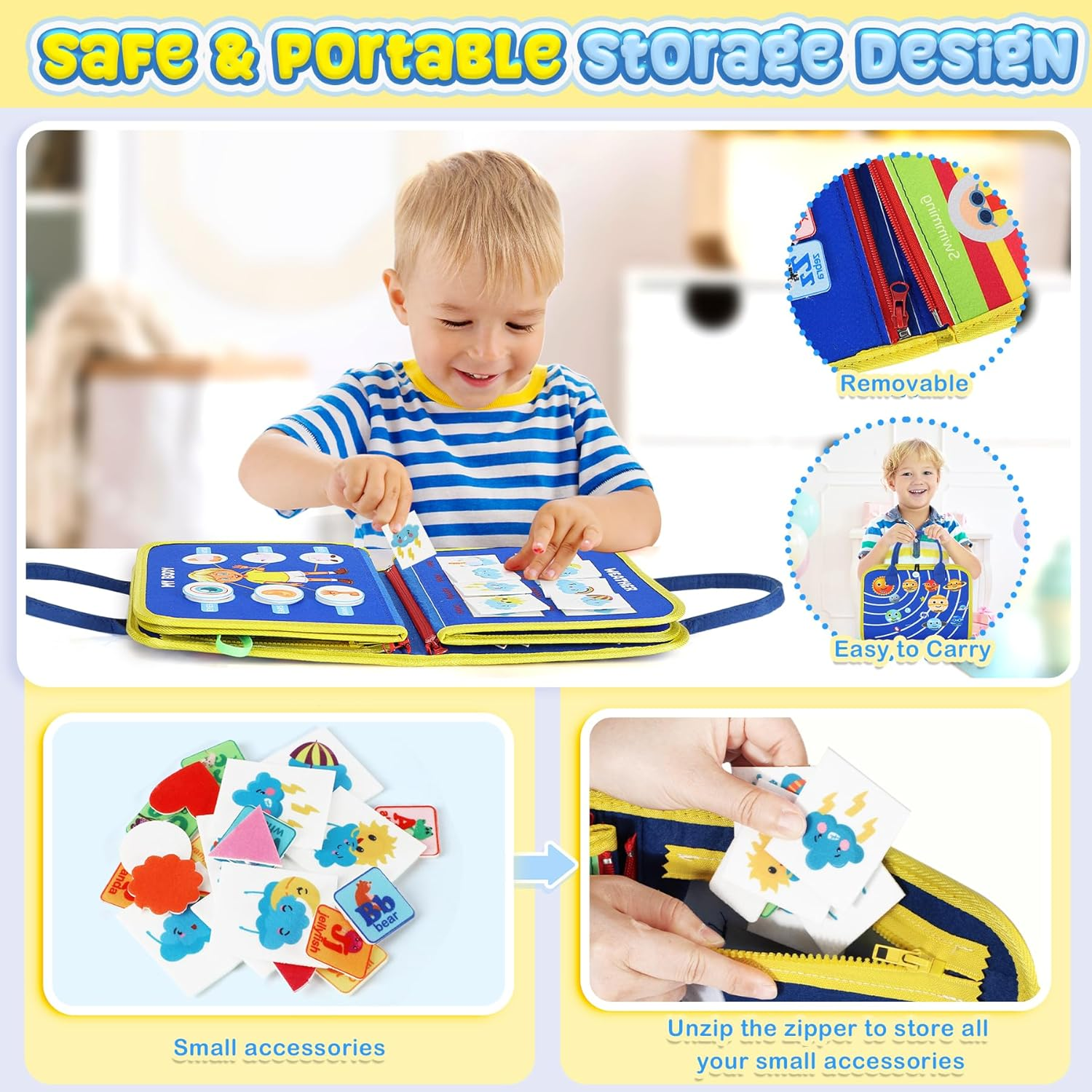 Busy Board Montessori Toy for Toddlers 1-4 Years - Fine Motor Skills & Sensory Learning