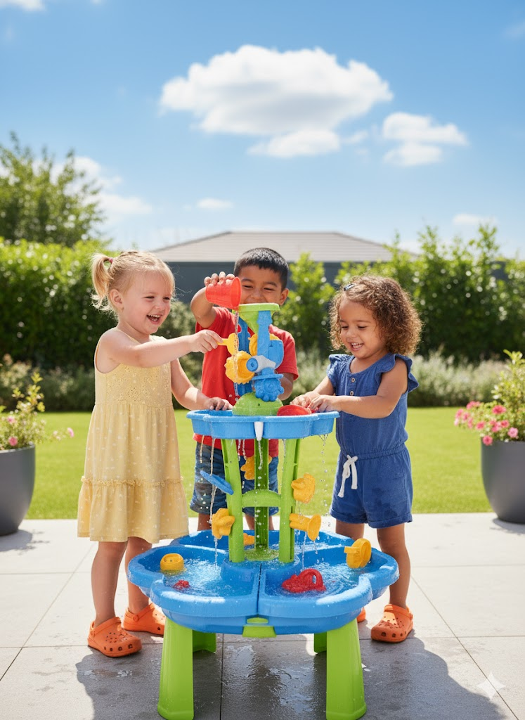 3-Tier Chair Sand and Water Table for Kids - Beach Activity Play Set with Accessories