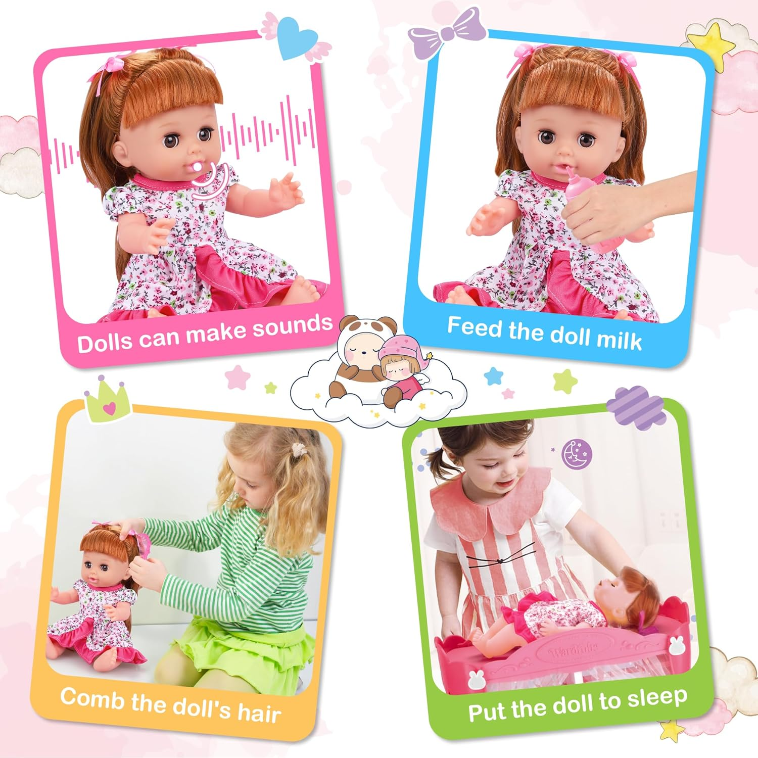 Baby Doll Playset with Wardrobe Bed & Hair Salon - 37-Piece Toy Set for Kids Ages 3-6