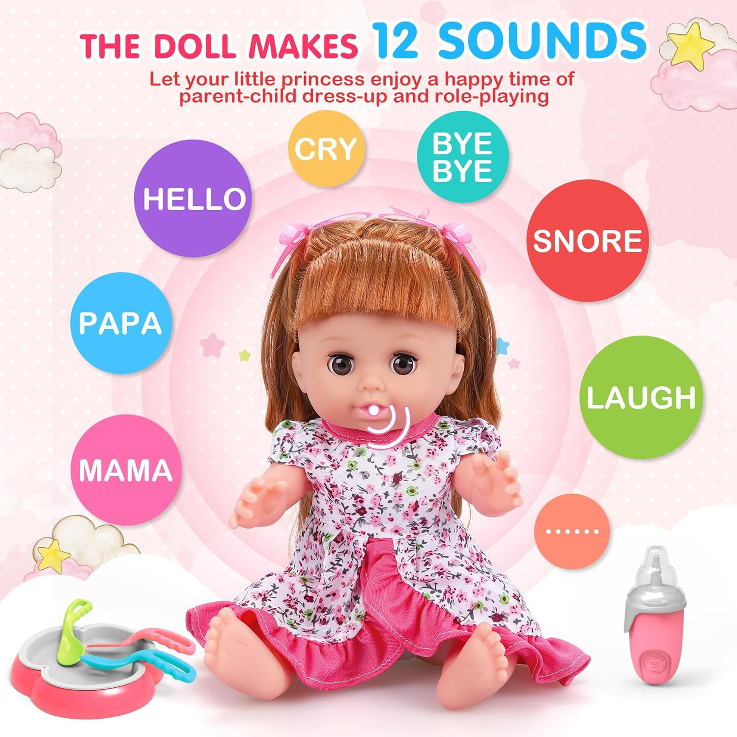 Baby Doll Playset with Wardrobe Bed & Hair Salon - 37-Piece Toy Set for Kids Ages 3-6