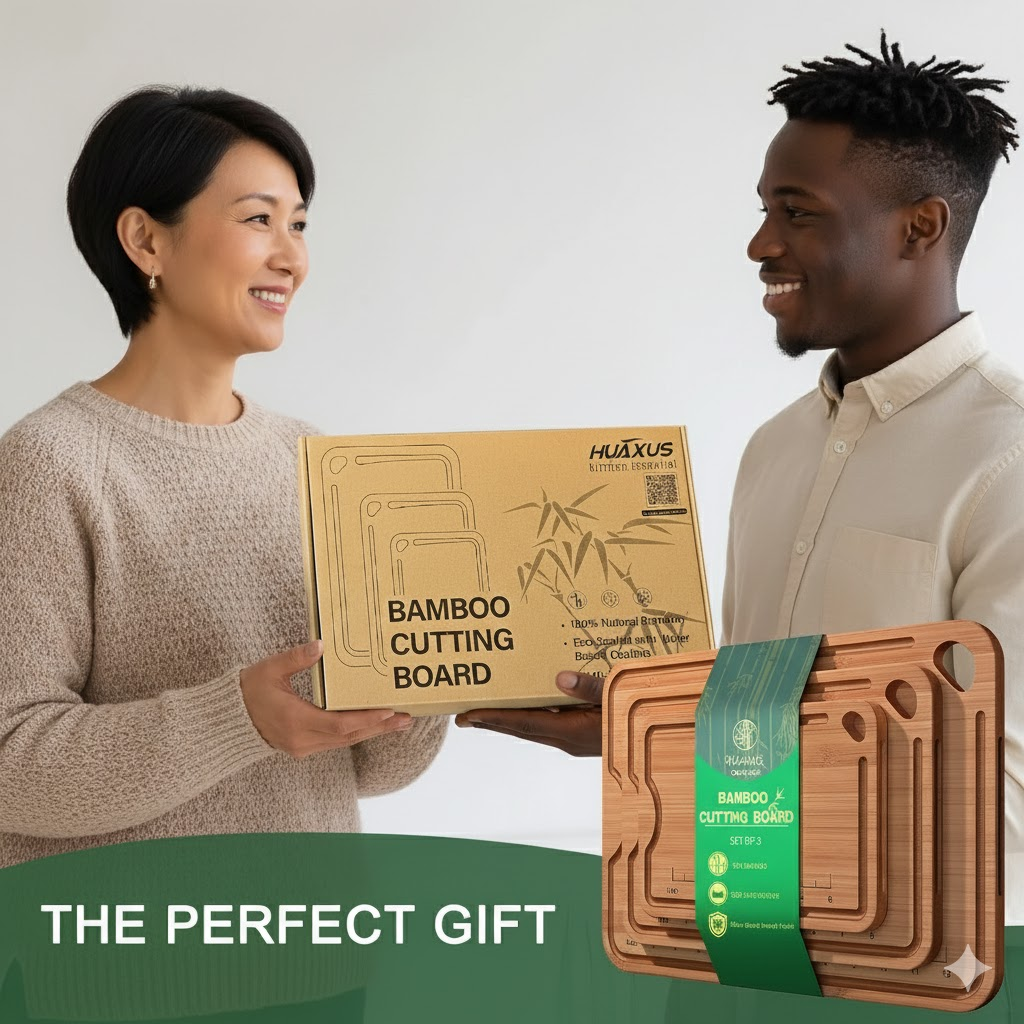 Bamboo Cutting Board Set - 3-Piece Antimicrobial Kitchen Cutting Boards