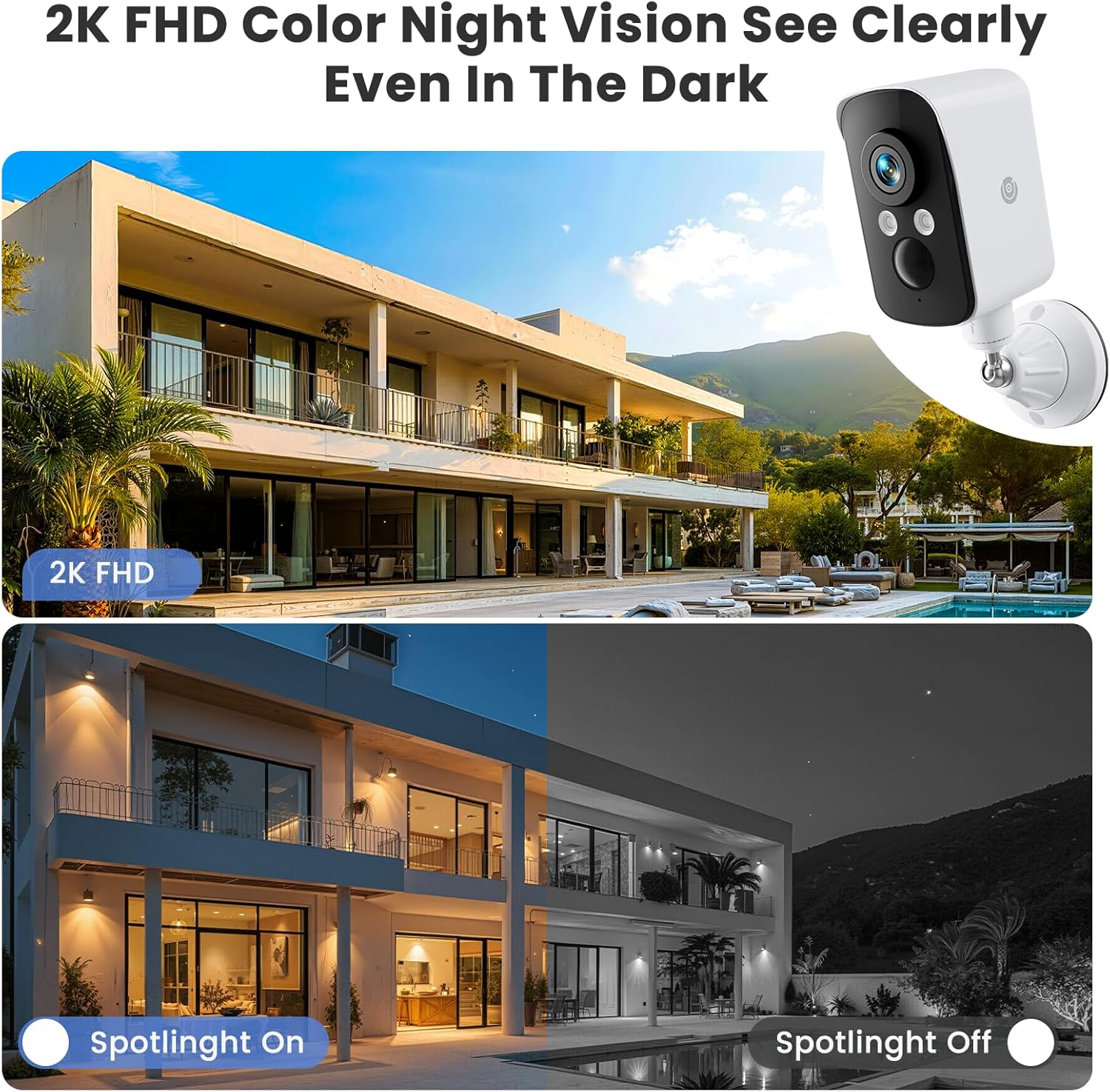300° Pan Wireless Security Camera - 2K Night Vision, AI Detection, No Subscription