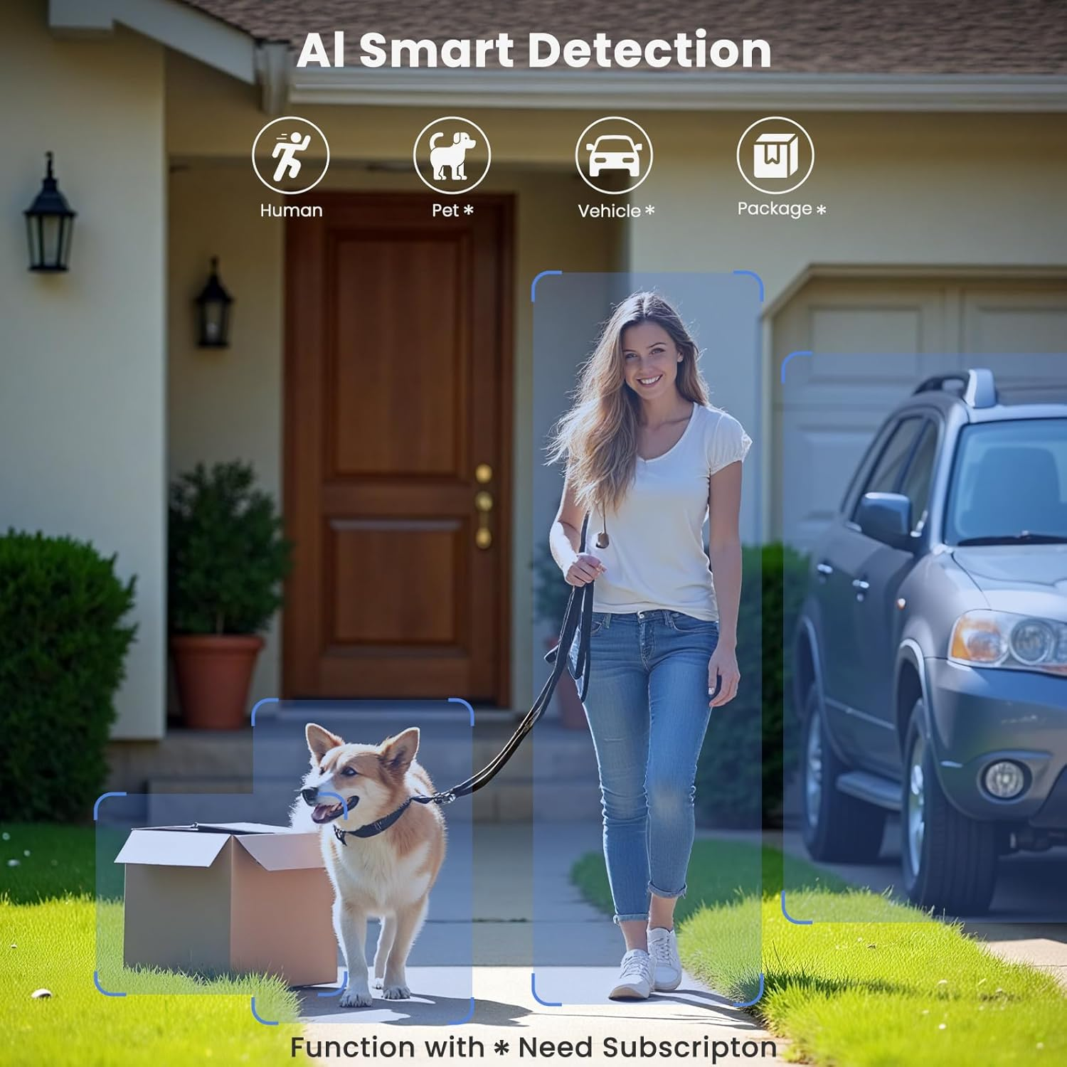 300° Pan Wireless Security Camera - 2K Night Vision, AI Detection, No Subscription