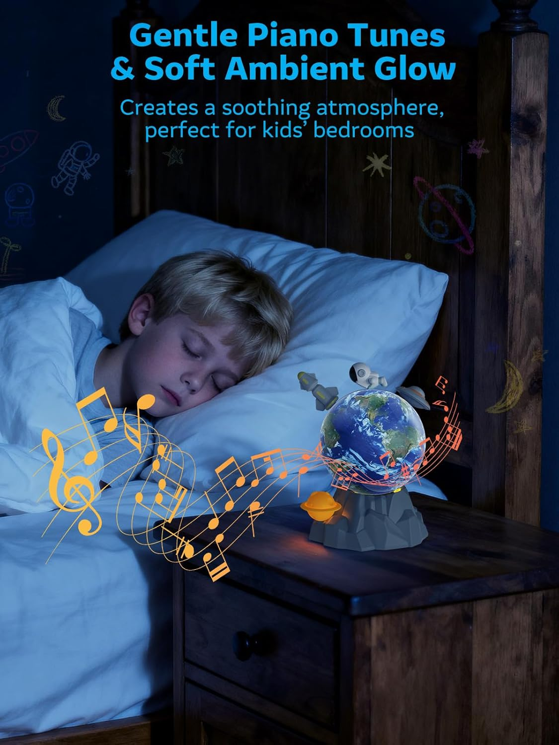 Magnetic Rotating Space Toy with Music & Light - 360° Spinning Rocket STEM Playset for Kids Ages 3-10