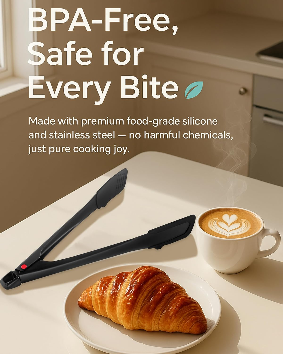 12" Stainless Steel Kitchen Tongs with Silicone Grip - Professional Non-Slip BBQ & Cooking Tongs for Grilling, Salad & Pasta