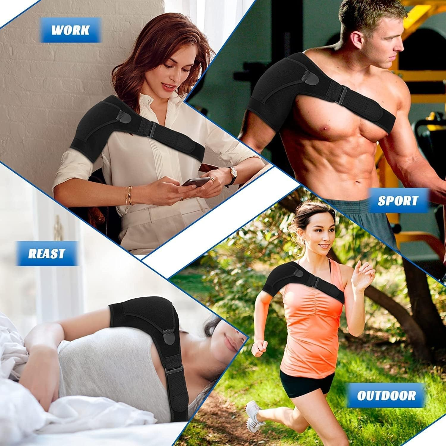 Adjustable Shoulder Brace for Rotator Cuff - Compression Support for Pain Relief (Left & Right)