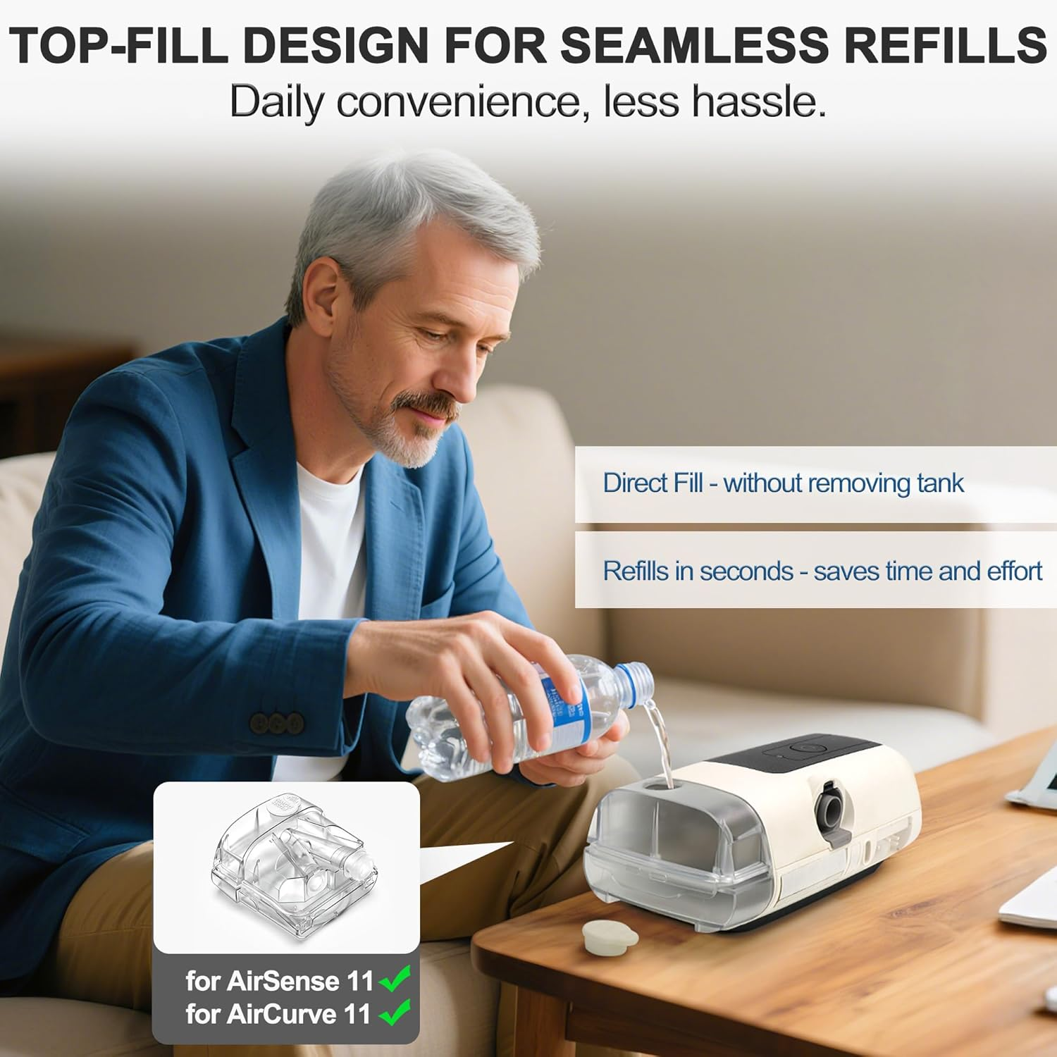 Water Chamber for AirSense 11 & AirCurve 11 - Leak-Proof CPAP Humidifier Tank