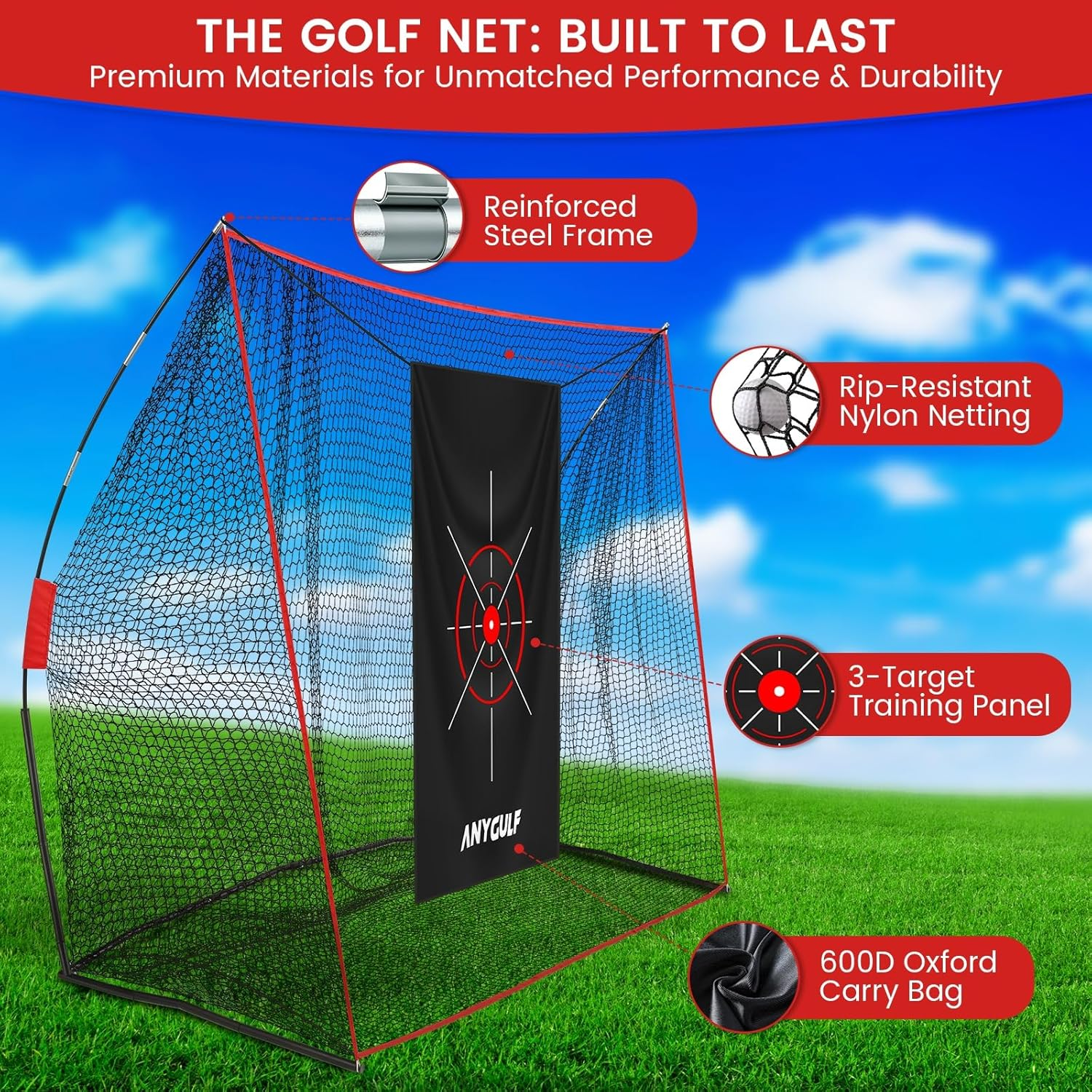 Pro Golf Practice Net 9x7ft Heavy Duty with Mat - Indoor Outdoor Training