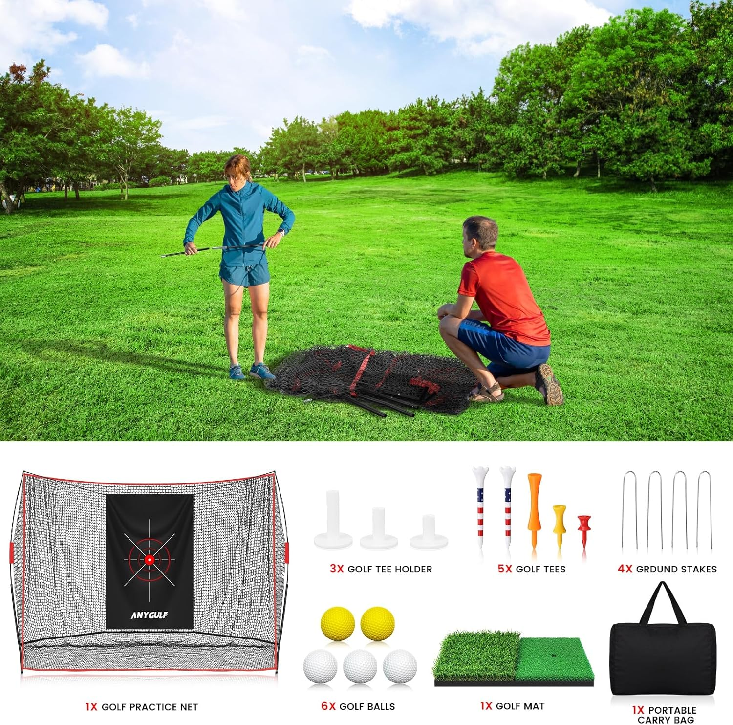 Pro Golf Practice Net 9x7ft Heavy Duty with Mat - Indoor Outdoor Training