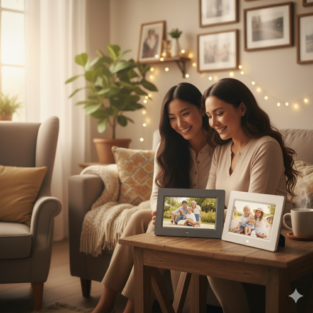 Digital Photo Frame with Remote Control - HD Display for Photos, Music & Video