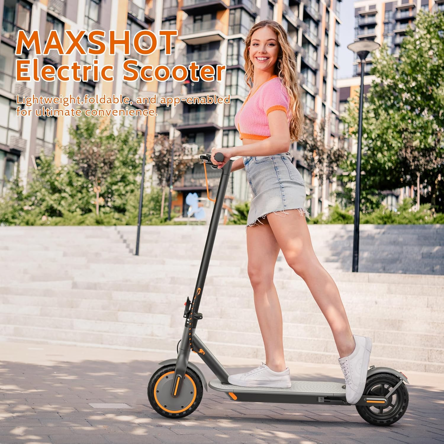 MAXSHOT V-1 Electric Scooter for Adults - 350W/500W Motor, 28 Mile Range, Dual Suspension