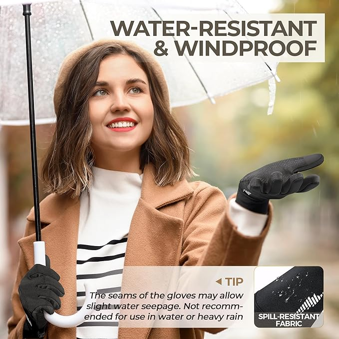 Women's Touchscreen Winter Gloves - Water-Resistant Thermal Gloves for Running, Hiking & Driving