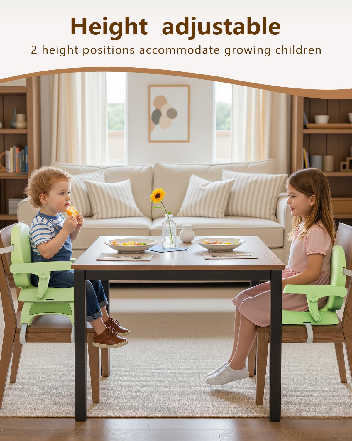 3-in-1 Booster Seat for Kitchen Chair - Foldable with Detachable Tray & 3-Point Harness