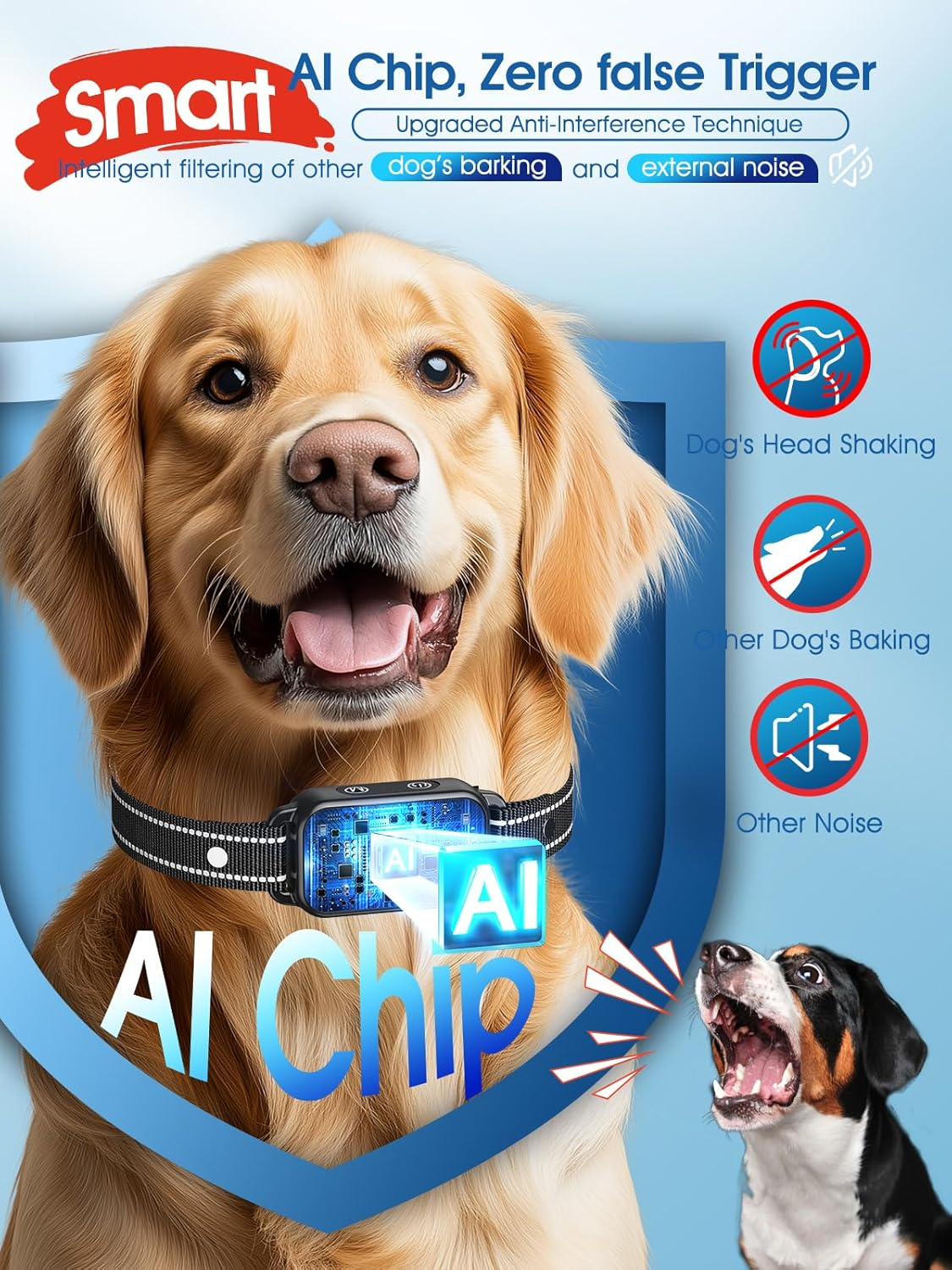 Dog Bark Collar for Large Dogs - Vibration & Sound Training Collar (Dark Olive Green)