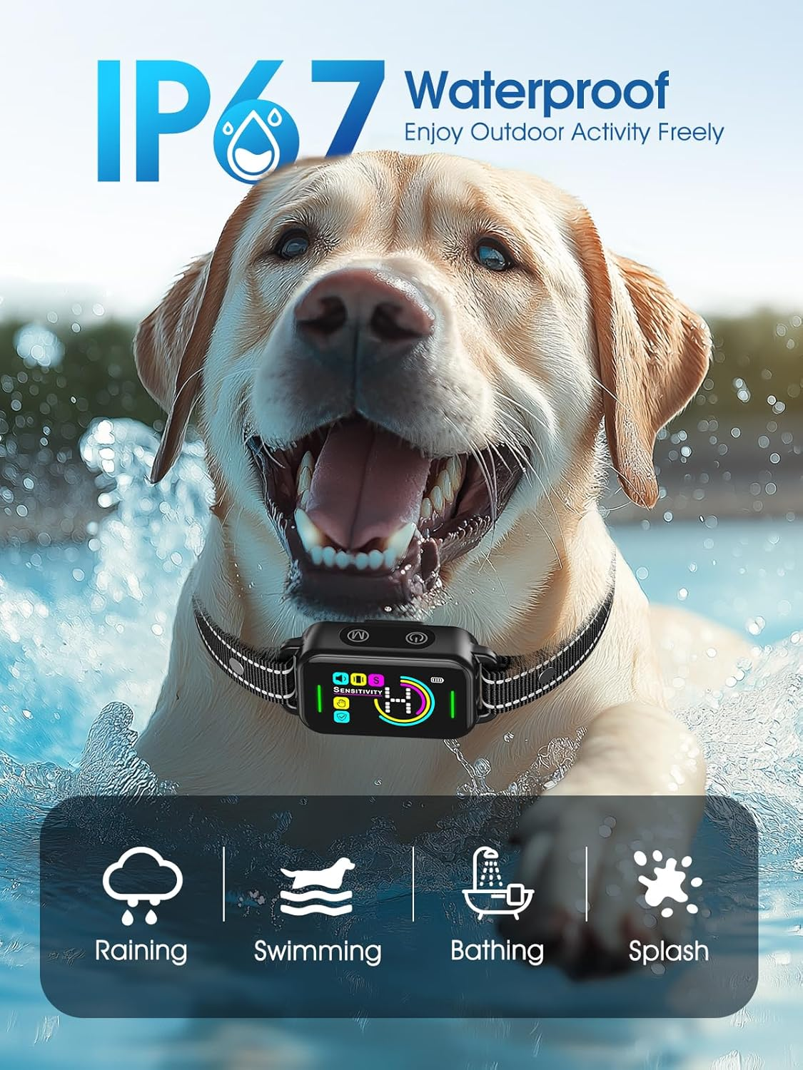 Dog Bark Collar for Large Dogs - Vibration & Sound Training Collar (Dark Olive Green)