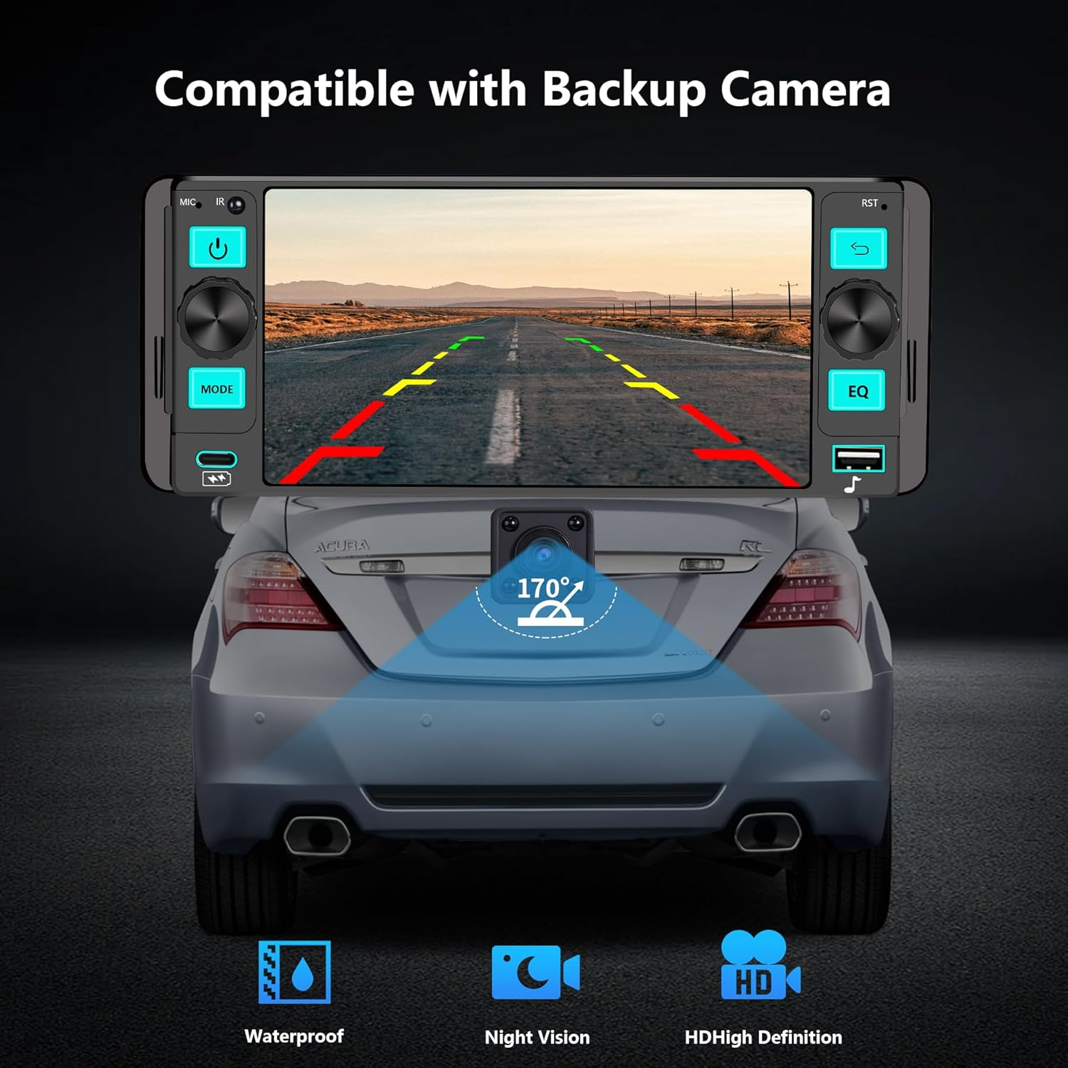 Single Din Car Stereo with Apple CarPlay - 5.7" HD Touchscreen Radio with Bluetooth & Android Auto