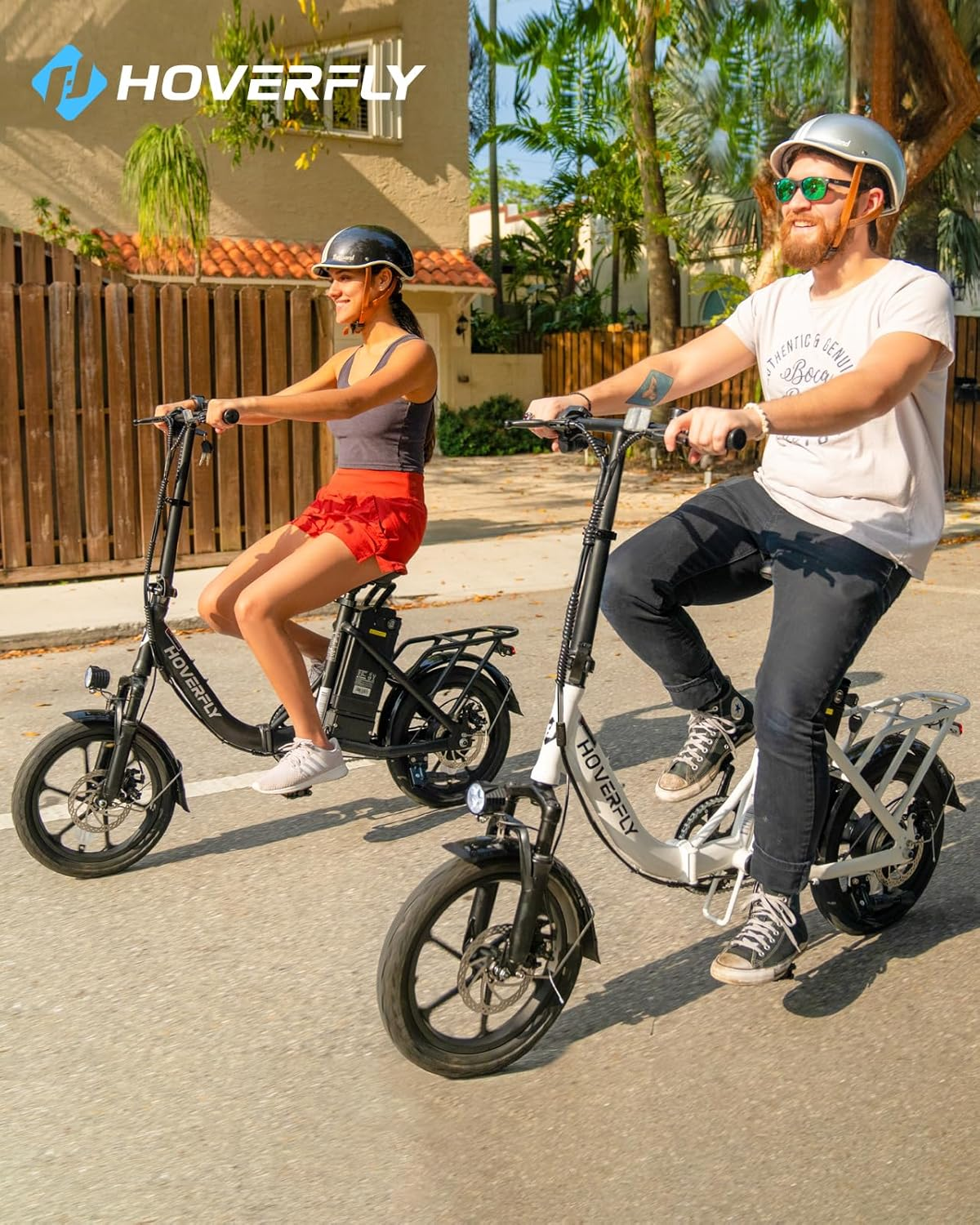 HOVERFLY H3 16" Folding Electric Bike - 28 Mile Range, Pedal Assist, Removable Battery, White