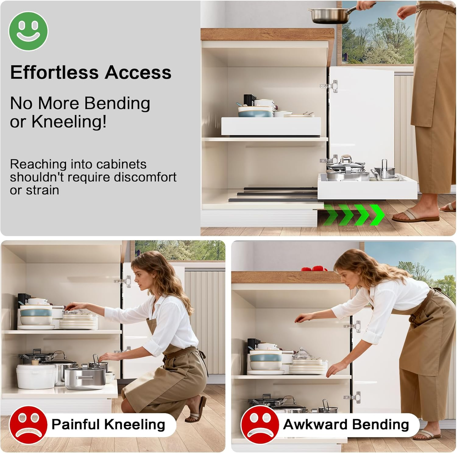 Pull Out Cabinet Organizer - Extendable 12-20" Heavy Duty Drawer with Nano Adhesive