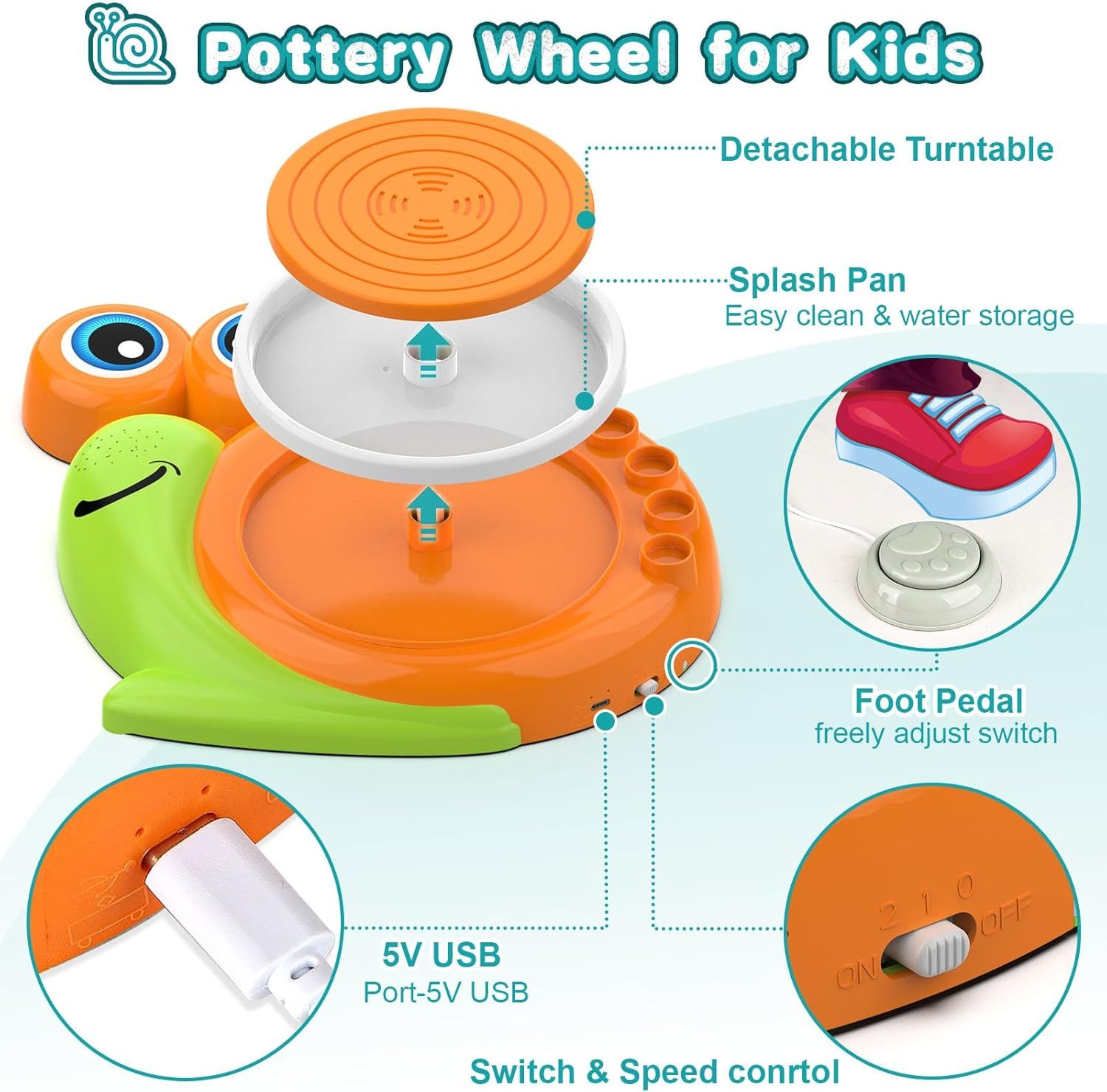 Pottery Wheel for Kids - Complete Clay Sculpting Kit with 1.7lb Air Dry Clay & Painting Tools