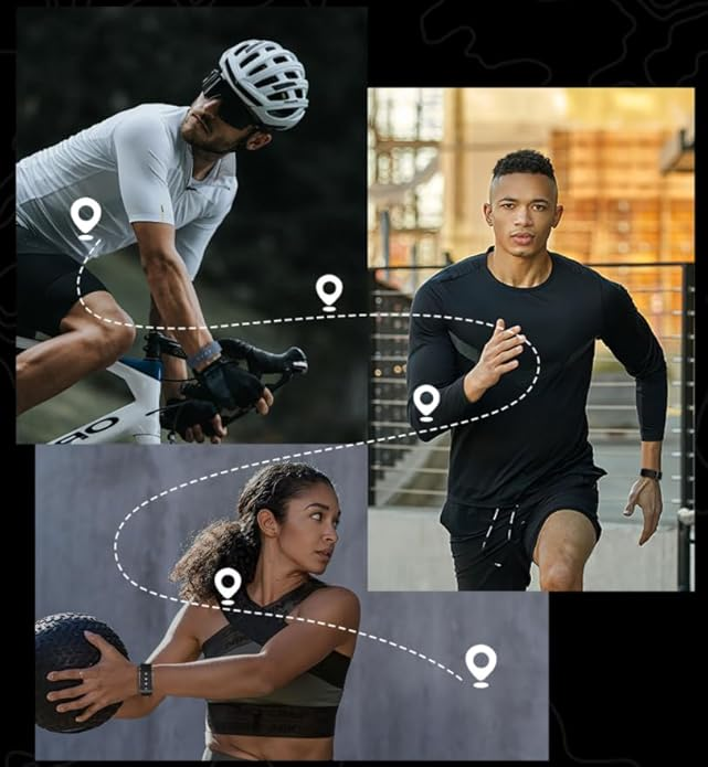 Smartwatch with Orange Band - Fitness Tracker & Health Monitor for iOS & Android