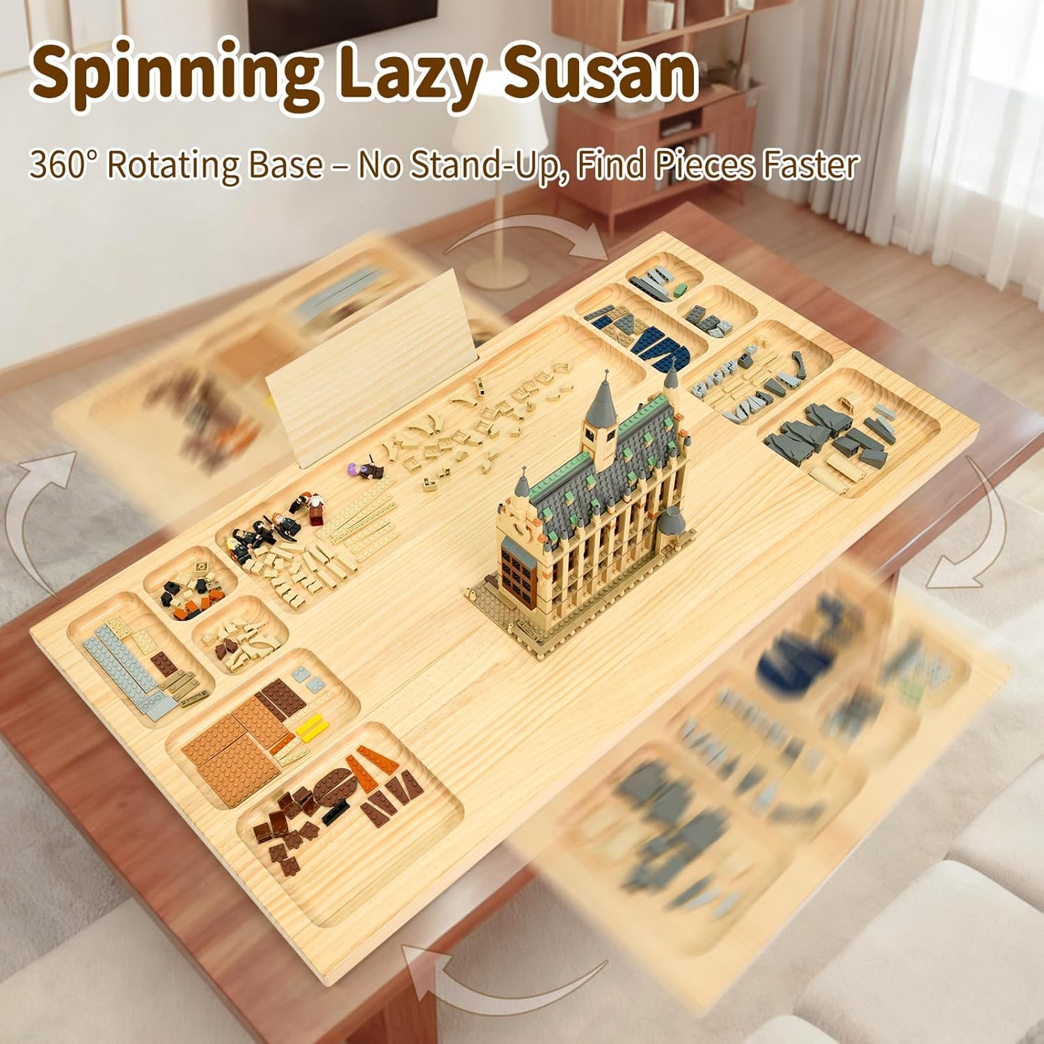 WOOD CITY Baseplate Table - Building Block Activity Table with Storage for Kids & Adults