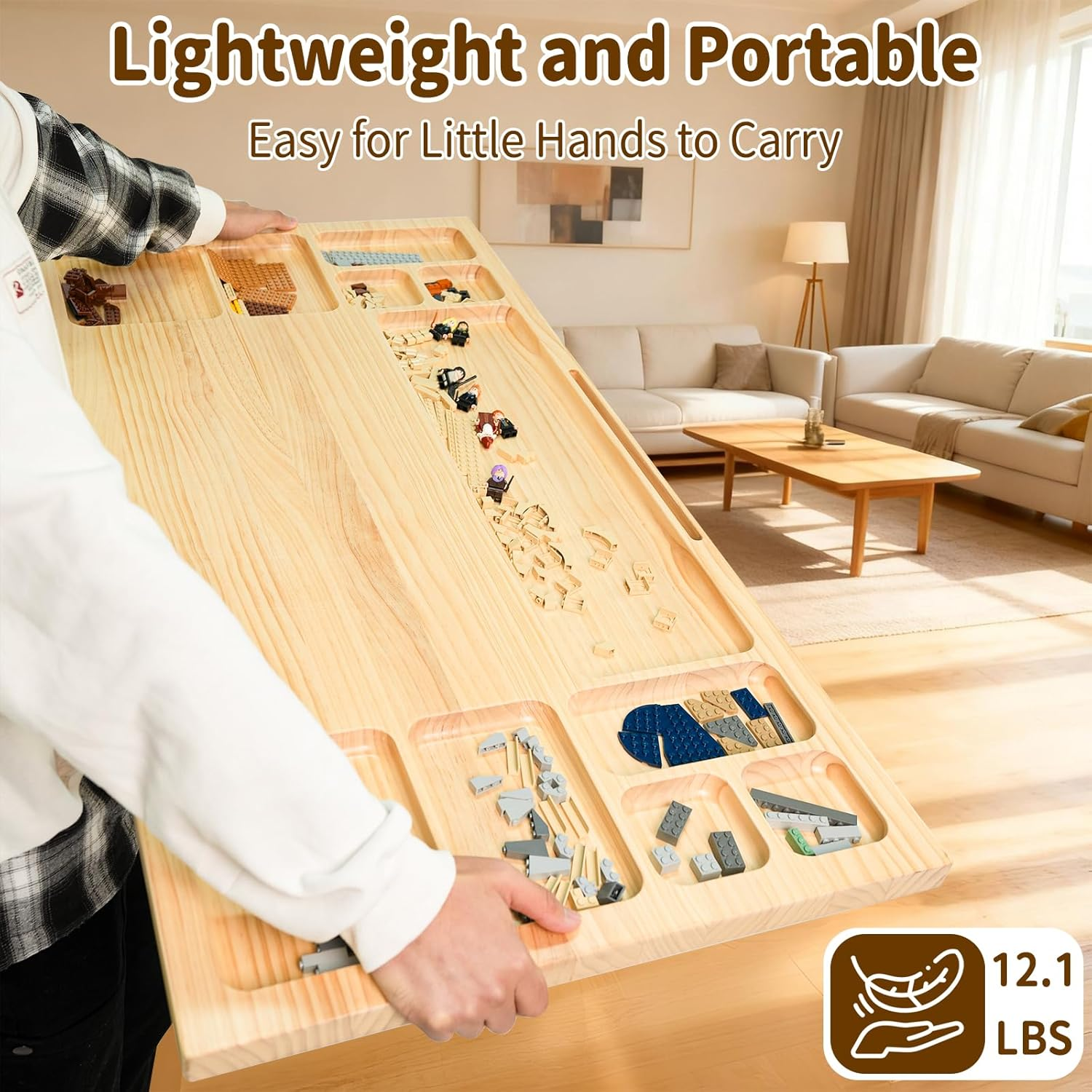 WOOD CITY Baseplate Table - Building Block Activity Table with Storage for Kids & Adults