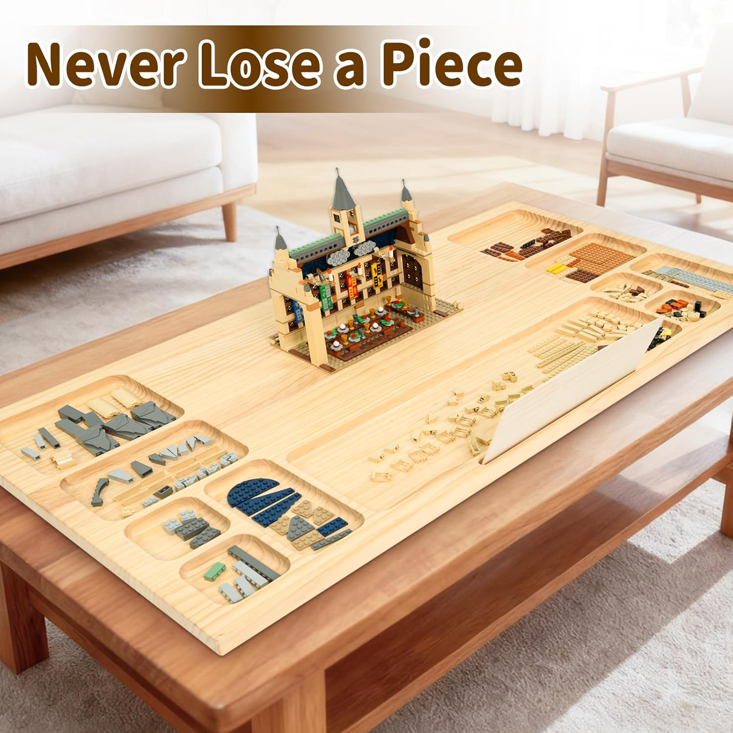 WOOD CITY Baseplate Table - Building Block Activity Table with Storage for Kids & Adults