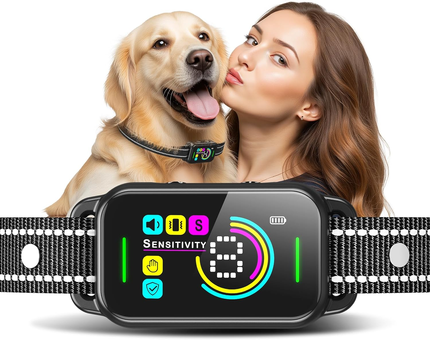 AI Smart Bark Collar - Waterproof Dog Training Collar with 8 Sensitivity Levels, Beep, Vibration & Shock Modes for Small to Large Dogs