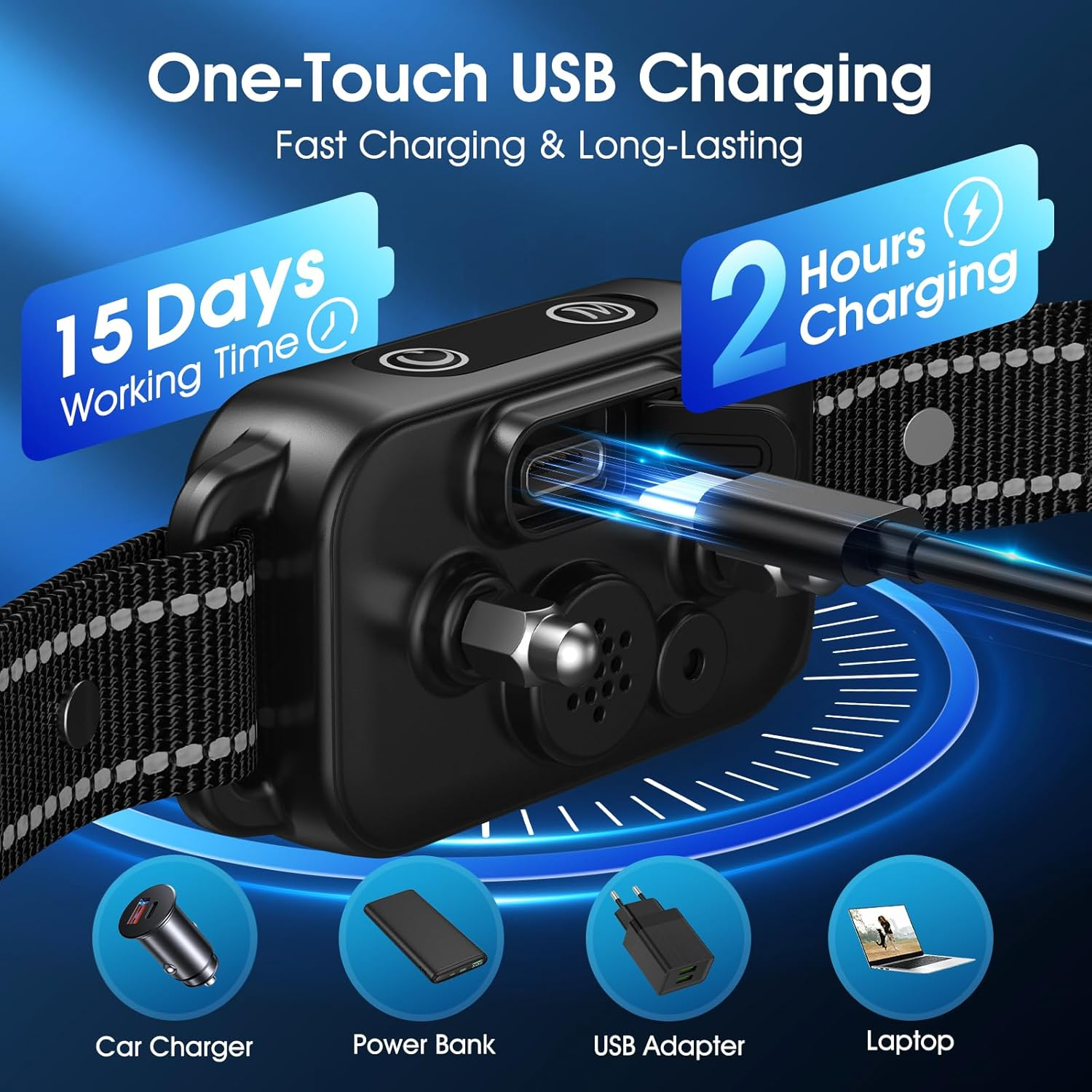 AI Smart Bark Collar - Waterproof Dog Training Collar with 8 Sensitivity Levels, Beep, Vibration & Shock Modes for Small to Large Dogs