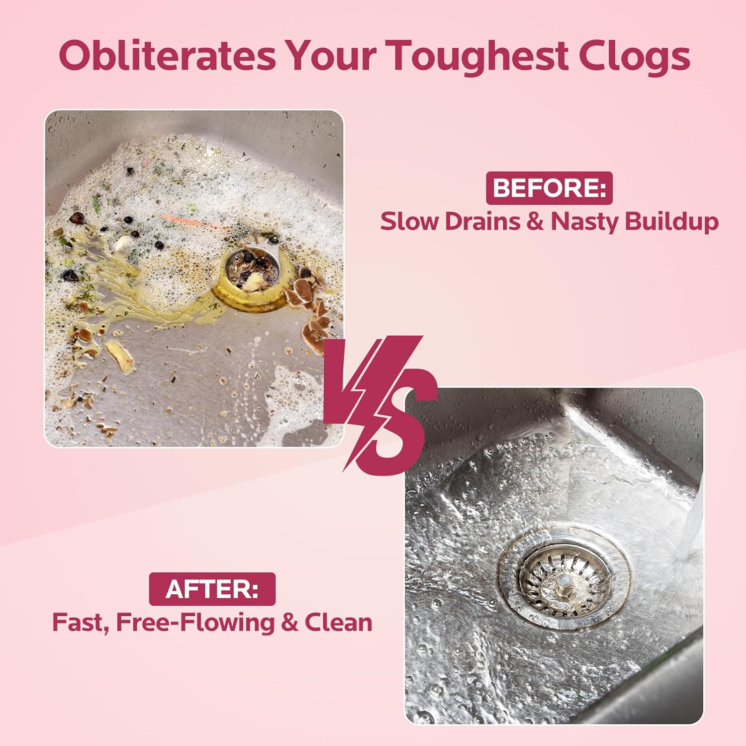 Foaming Drain Cleaner & Clog Remover - Professional Sink & Pipe Opener for Kitchen, Bathroom, Toilet, Tubs & Showers (1 Pack)